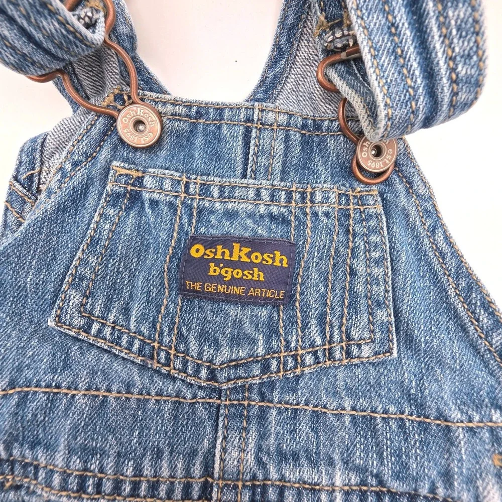 OshKosh B'gosh Vintage Y2K Denim Overalls Medium Wash 6 Months Vestbak Bibs